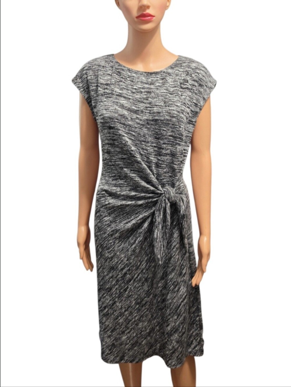Max Studio Marled Knit Casual-Chic Tie-Waist Minimalist Dress Sz S